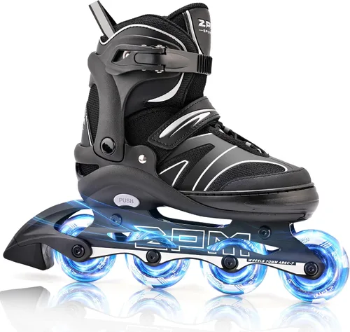 2PM SPORTS Patines en línea ajustables para niños de 4 a 12 años, patines en línea juveniles para niñas y niños de 5 a 8 a 12 años con ruedas de luz