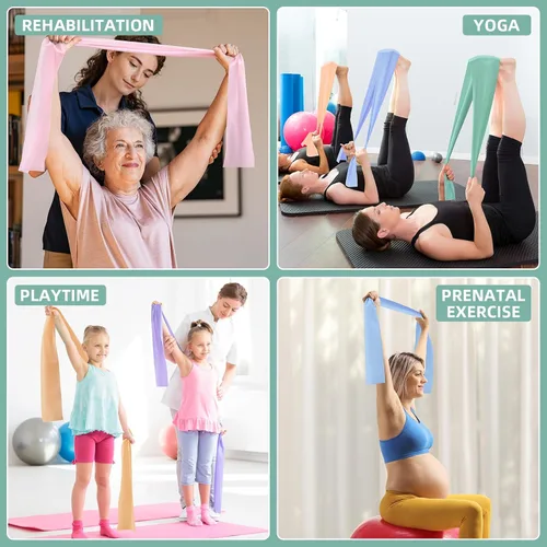 Miniatura 7 de Bandas elásticas para ejercicio, bandas de resistencia de 5 niveles para entrenamiento, bandas de ejercicio para terapia física, pilates