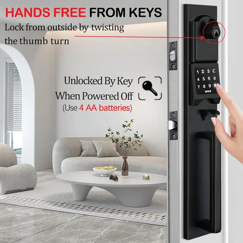 Miniatura 4 de NEWBANG Cerradura electrónica inteligente para puerta con teclado para una sola puerta, manija electrónica sin llave para puerta delantera con Negro