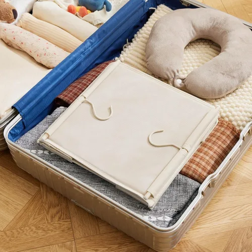 Miniatura 8 de MAX Houser Organizador Colgante de Closet de 5 Niveles, Estante Colgante de Tela con 2 Ganchos Resistentes para Almacenamiento, Plegable (Beige-D2)