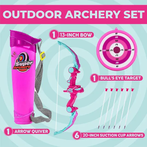 Miniatura 6 de Toysery Juego de tiro con arco para niños con luces flash LED, arco de juguete y flechas para niños de 6 a 8 años, incluye arco de tiro con arco, 6