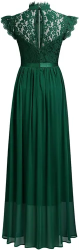 Miniatura 7 de Vestido Miusol de encaje floral, formal, hombro cubierto, para noche, largo, fiesta, para mujer