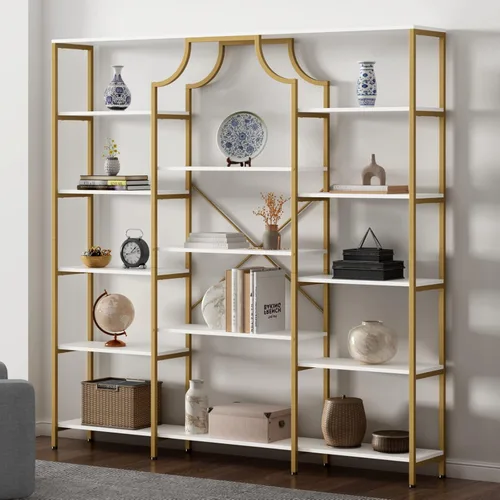 Miniatura 9 de Loomie estantería de 8 estantes abiertos, de 180 cm de alto x 80 cm de largo, Lux Etagere, estante de vidrio templado, estante alto