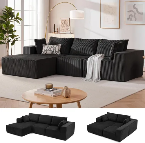 Miniatura 17 de Sofá modular de 108 pulgadas, sofá modular de nube con asiento profundo, moderno sofá modular en forma de L con diván, sofás tapizados sin hueso