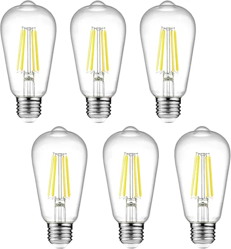 Ascher – Bombillas LED regulables con diseño vintage, rosca Edison, 6 vatios equivalentes a 60 vatios, luz blanca fría brillante 4000K, CRI de 80+,