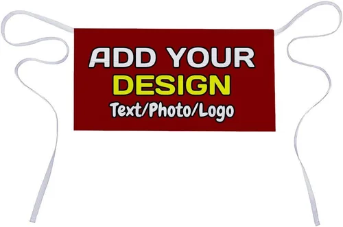 Miniatura 20 de Delantal de cintura personalizado con 3 bolsillos para añadir foto, texto, logotipo, nombre, camarera