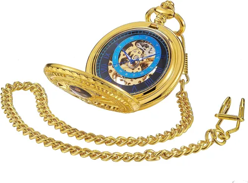 Miniatura 30 de ShoppeWatch Reloj de bolsillo para hombre con cadena Reloj de bolsillo vintage de cuerda a mano Reloj de bolsillo clásico con movimiento