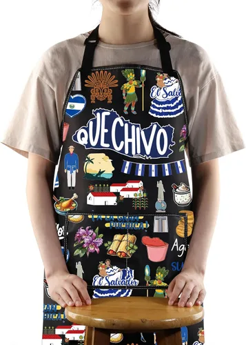 Miniatura 7 de JNIAP Delantal de cocina El Salvador Delantal de la bandera salvadoreña Regalo salvadoreño Delantales de comida salvadoreña Delantales del orgullo