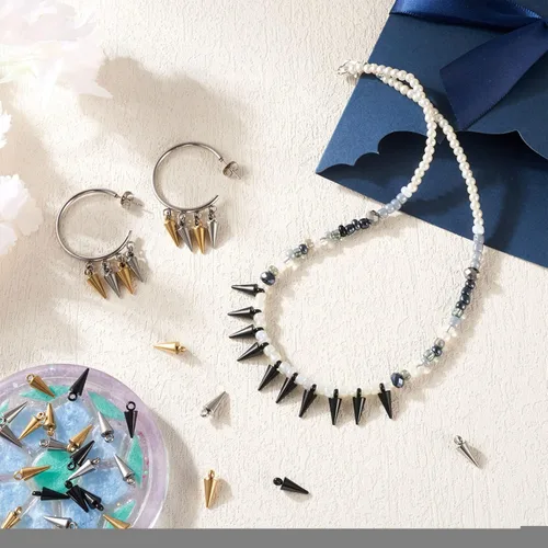 Miniatura 3 de 150 dijes de cuentas con forma de espiga, estilo tibetano, forma de cono de bala larga, para manualidades, collares, aretes, joyería