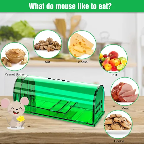 Miniatura 6 de Imagen del producto: Paquete de 2 trampas para ratones humanitarias, trampa reutilizable para ratones, trampa de ardilla para interior y exterior