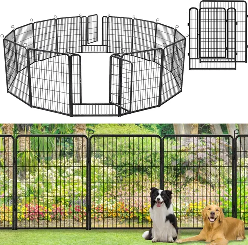 Miniatura 19 de Valla de jardín con puerta, 22 pies de largo x 32 pulgadas de alto, valla de jardín para patio, 10 paneles para perros sin excavar al aire libre