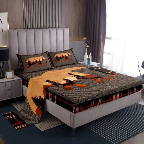 Miniatura 10 de Erosebridal Woodland Animals Bed Sheets Twin Bear Deer Wolf Hunting Theme Sheet Set for Kids Boys Girls Rustic Cabin Lodge Decor Sheets Farmhouse