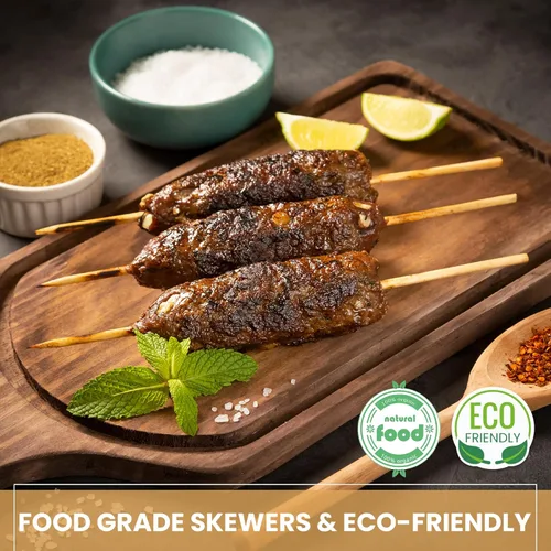 Miniatura 9 de DecorRack Brochetas de bambú natural de 8 pulgadas, 400 pinchos de madera para asar a la parrilla, barbacoa, aperitivos, frutas, smores, cóctel