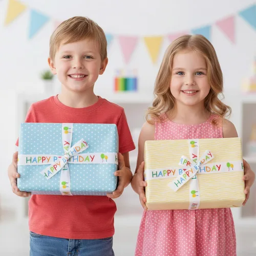 Miniatura 7 de Rollo de cinta de feliz cumpleaños para envoltura de regalos, 0.591 in x 30 pies, cinta de regalo de cumpleaños impresa blanca para manualidades