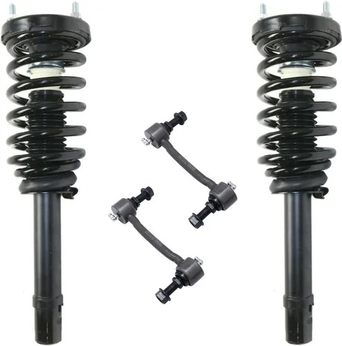 Miniatura 92 de Detroit Axle - Kit de 4 barras estabilizadoras delanteras para Ford F-150 2021 2022 2023 2024, 2 puntales con resorte helicoidal, 2 eslabones