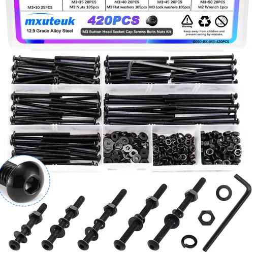 Miniatura 18 de mxuteuk Juego de tornillos M2.5 surtidos, M2.5 x 4/6/8/10/12/16/20/25mm, tornillos de cabeza hexagonal con tuerca hexagonal, kit de tuercas, acero