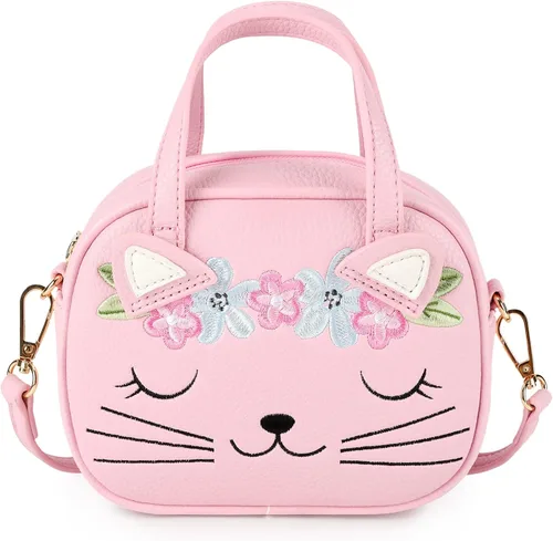 mibasies Bolso para niñas pequeñas, bolsos de mano para niños de 3 a 8 años, Gato A3, Bolso de mano de animal