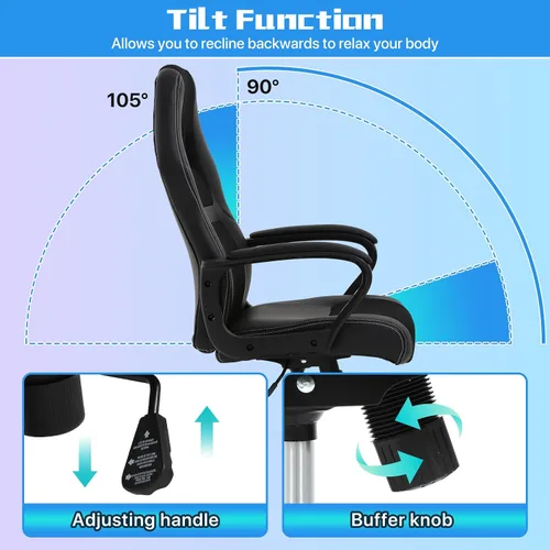 Miniatura 5 de Silla de juegos Silla de computadora de piel sintética con soporte lumbar Sillas de juego de altura ajustable Sillas de escritorio ergonómicas