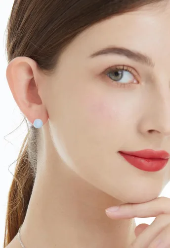 Miniatura 101 de Natural Stone Stud Earrings for Women 8mm Sterling Silver Genuine Gemstone Earrings Handmade Sterling Silver Crystal Stud Earrings for Women