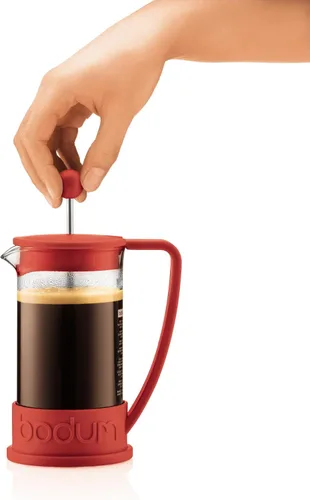 Miniatura 4 de Bodum Cafetera de prensa francesa Brazil de 34 onzas, vidrio de borosilicato resistente al calor, rojo - Hecho en Portugal