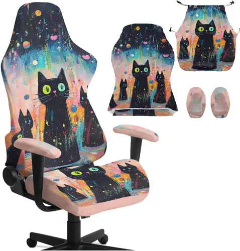 Miniatura 20 de Fundas para sillas de videojuegos de dibujos animados con diseño de planetas para adultos, sillas de videojuegos de cohetes de dibujos animados