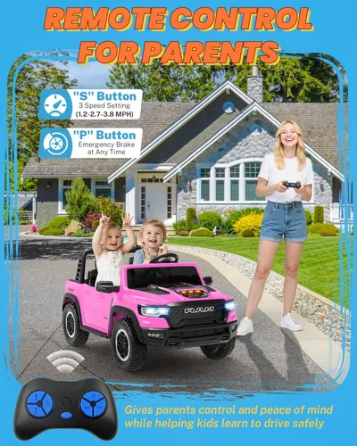 Miniatura 4 de ENYOPRO Juguetes Montables de 24V para Niños de 4-8 Años, Carro Montable para Niños RAM 1500 RHO con Licencia de 2 Asientos con Control Remoto