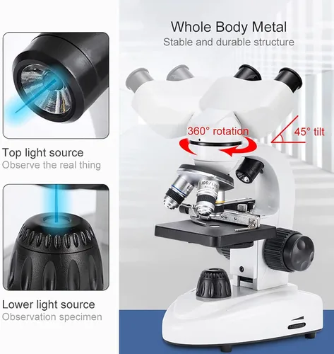 Miniatura 6 de Microscopios compuestos 6000X /10000 X /15000X / 20000X, microscopio biológico binocular, con soporte para teléfono móvil, se puede conectar a una