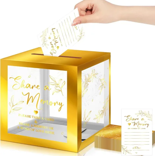 Miniatura 14 de Pajean - 50 tarjetas de memoria para celebrar la vida, caja de tarjetas con ventanas transparentes, caja de memoria para funeral, boda, cumpleaños