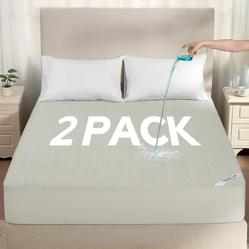 Miniatura 8 de BEDLORE Paquete de 2 protectores de colchón impermeables, tamaño individual con bolsillo profundo de 6 a 15 pulgadas de profundidad, funda