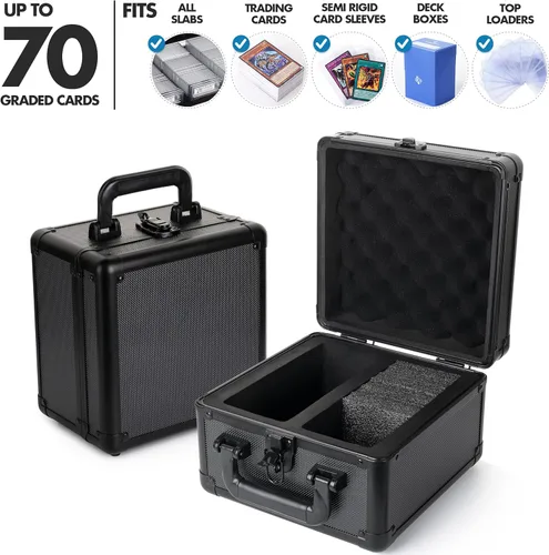 Miniatura 5 de FunGuys Caja de Almacenamiento de Tarjetas Graduadas, Estuche de Tarjetas Coleccionables para Tarjetas Pokémon Graduadas PSA, Cajas de Negro y negro