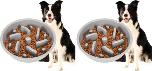 Miniatura 8 de JASGOOD Comedero lento para perros, cuenco de rompecabezas reducido para comederos elevados de mascotas, cuenco interactivo de repuesto elevado
