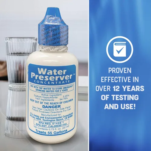 Miniatura 5 de Concentrado preservador de agua de 55 galones (5 años) Gotas de tratamiento de agua - Tratamiento de agua para agua potable - Mayday Emergencia Agua
