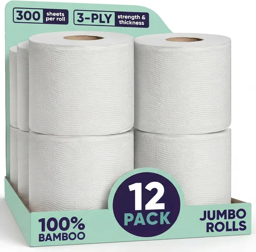 Miniatura 7 de Save Trees Papel Higiénico de Bambú - 80 Rollos de Papel Higiénico Orgánico Seguro para Fosas Sépticas - 3 Capas, 300 Hojas por Rollo - Libre