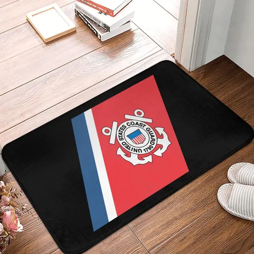 COIE Felpudo de bienvenida divertido de la Guardia Costera de los Estados Unidos, tapete de bienvenida para la parte delantera y trasera, 16 x 24
