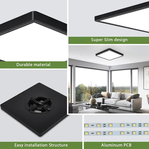 Miniatura 6 de Lámpara de techo LED empotrada de 12 pulgadas, 24 W, 3000 K/4000 K/6000 K, luz de techo LED ajustable, 2800 lm para dormitorio, cocina, pasillo
