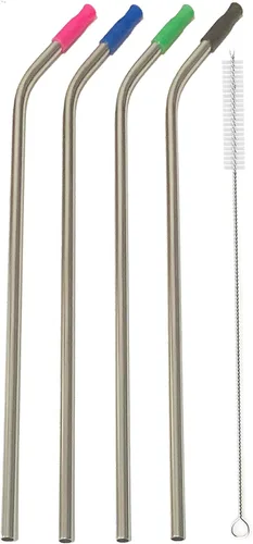 Miniatura 5 de Pajitas de acero inoxidable de 14 pulgadas, 4 pajitas de metal grandes y anchas ultra largas y reutilizables de 0.32 pulgadas (0.315 in) para vasos