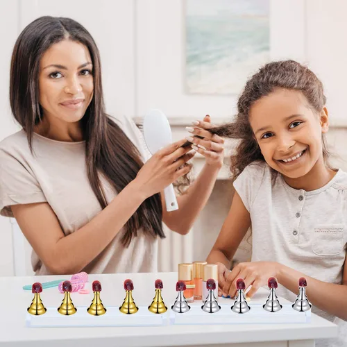 Miniatura 6 de Juego de 2 soportes de práctica de uñas acrílicas, soporte magnético para exhibición de uñas, herramienta de manicura con masilla adhesiva