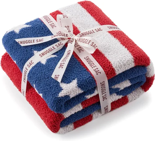 Miniatura 5 de Snuggle Sac Manta patriótica de la bandera estadounidense para sofá, cama del 4 de julio, manta ultra suave y acogedora, 250 aniversario, veterano