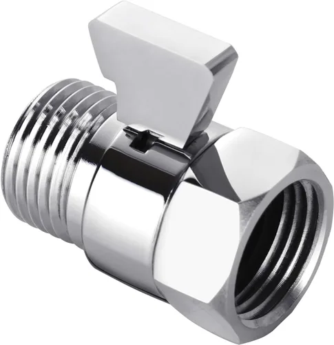 Miniatura 9 de Tenfe Válvula de control de flujo de agua, válvula de cierre de níquel cepillado para ducha de mano Válvula de apagado de presión de agua ajustable