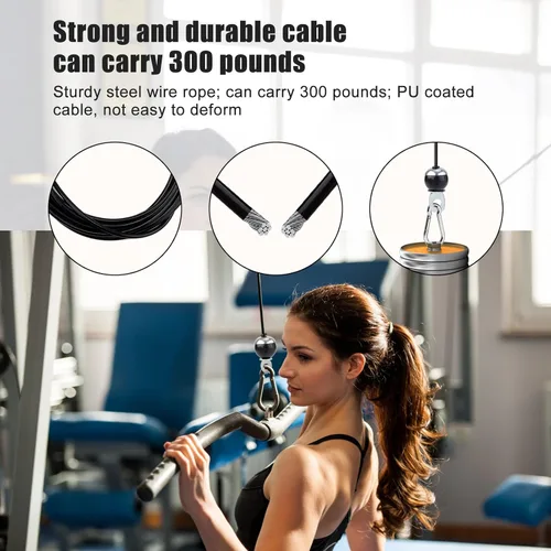 Miniatura 3 de NQEUEPN Cable de polea de fitness de 196 pulgadas, cables de repuesto ajustables para gimnasio en casa, sistema de poleas, cuerda de alambre