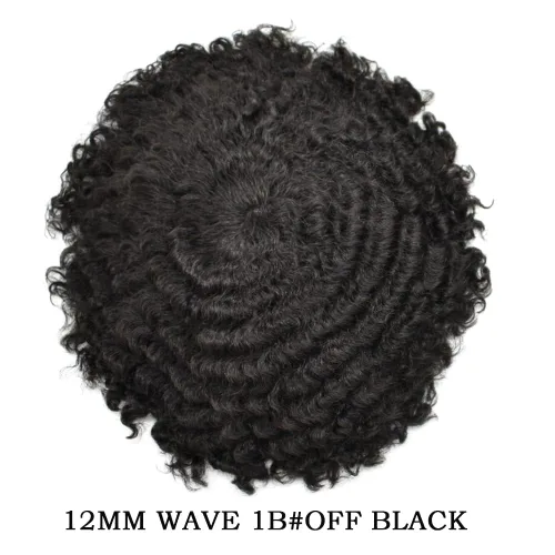 Miniatura 2 de Afro Curl Toupee para hombres unidades de cabello humano real para hombres negros inyectados PU tupé afroamericano para hombre postizo de pelo