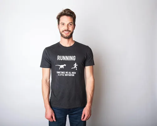 Miniatura 3 de Mens Running Motivation Raptor Chase T Shirt Funny Dinosaur Tee Nerdy Graphic