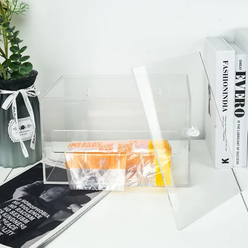 Miniatura 2 de Dispensador de soporte de bolsa de basura para basura, organizador de acrílico transparente para montaje en pared