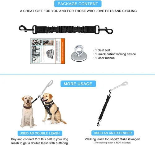 Miniatura 7 de Cinturón de seguridad para perro para canasta de bicicleta, cinturón de seguridad retráctil para perro, arnés elástico de seguridad para mascotas