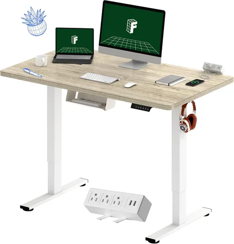 Miniatura 11 de FLEXISPOT EN2 Escritorio de pie de una pieza completa con regleta de alimentación de abrazadera, escritorio eléctrico de altura ajustable de 40 x 24
