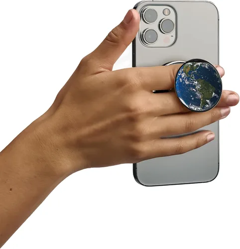 Miniatura 8 de HANDL O MagSafe - Agarre y soporte de cuero negro para teléfono, agarre magnético extraíble, soporte retráctil para dedos POPL Tap-to-Share Contact
