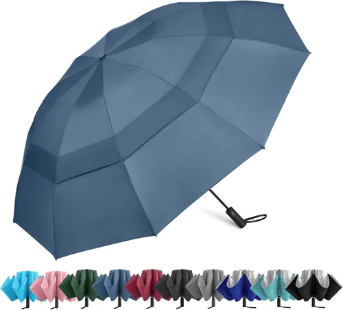 Miniatura 52 de G4Free Paraguas de golf grande de 42/46/54/62 pulgadas, paraguas compacto de viaje inverso, 10 varillas, resistente al viento para lluvia, doble