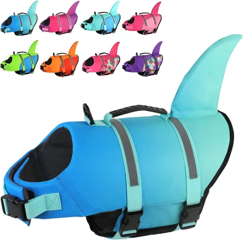 Miniatura 16 de Doglay Chaleco salvavidas para perro, tejido antidesgarros Ripstop, lindo chaleco salvavidas para perros con flotabilidad superior y asa de rescate