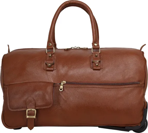 Miniatura 6 de Bolso de lona de cuero para hombres y mujeres tamaño cabina (marrón), Beige Bronceado, Equipaje
