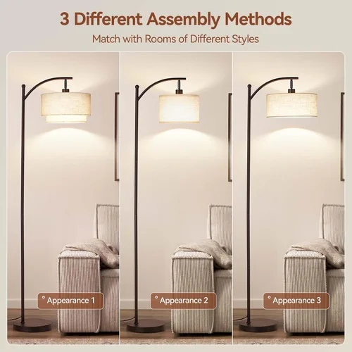 Miniatura 4 de Lámparas de pie SUNMORY para sala de estar con bombilla LED de 12W, lámpara de pie de arco con 3 temperaturas de color, lámparas de pie modernas